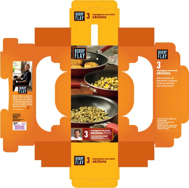 template for a Bobby Flay skillets packaging