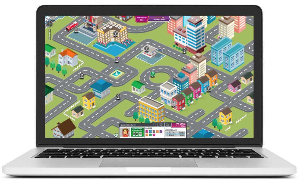 Retirement City game running on an Apple MacBook Pro