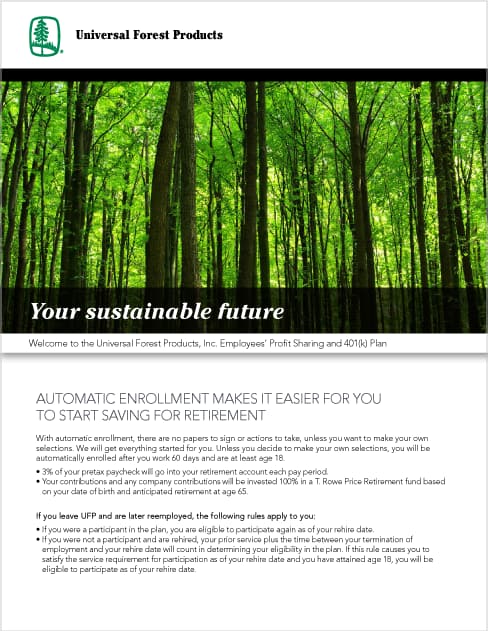 Universal Forest Products enrollment guide material